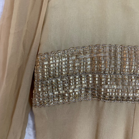 Nazila Couture sz Med Sheer Sleeve Silk Kurta Embroidery & Sheer Overlay NWOT - Picture 5 of 13